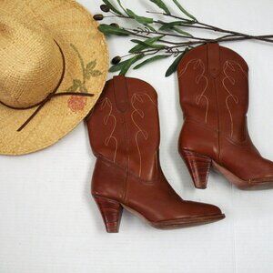 Frye Vintage Leather USA Western Boots 7B